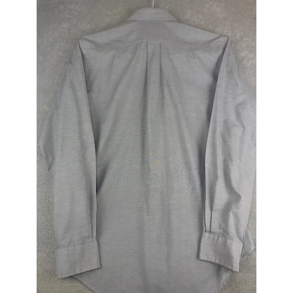Oakbrook Mens 15.5X34 Gray Button Down Dress Shirt Long Sleeve Cotton‎ Blend